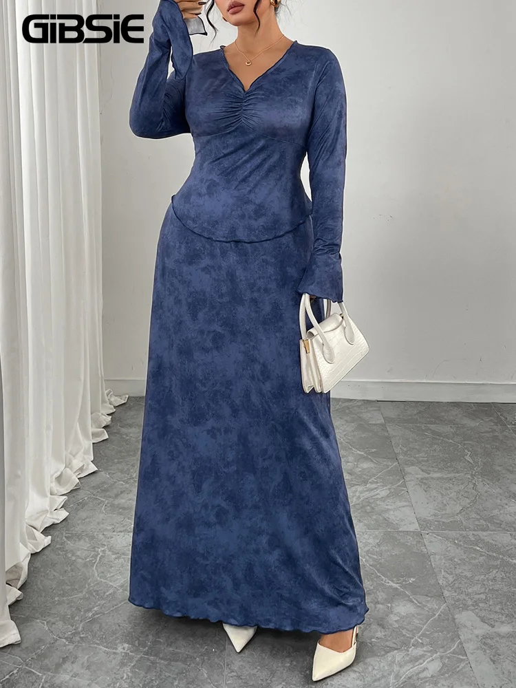 GIBSIE Большой размер Tie Dye Топ с v-образным вырезом и длинными рукавами для женщин Весна-осень Уличные элегантные длинные юбки Два комплекта из двух предметов Женская одежда
GIBSIE Большой размер Tie Dye Топ с v-образным вырезом и длинными рукавами для женщин Весна-осень Уличные элегантные длинные юбки Два комплекта из двух предметов Женская одежда