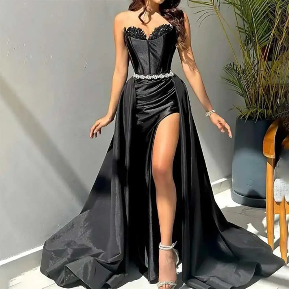 Sexy Evening Dress Sleeveless Sweetheart Neck Backless Waist Belt Side Slit Prom Party Dress for Women Elegant Cocktail Gowns
Sexy Evening Dress Sleeveless Sweetheart Neck Backless Waist Belt Side Slit Prom Party Dress for Women Elegant Cocktail Gowns
