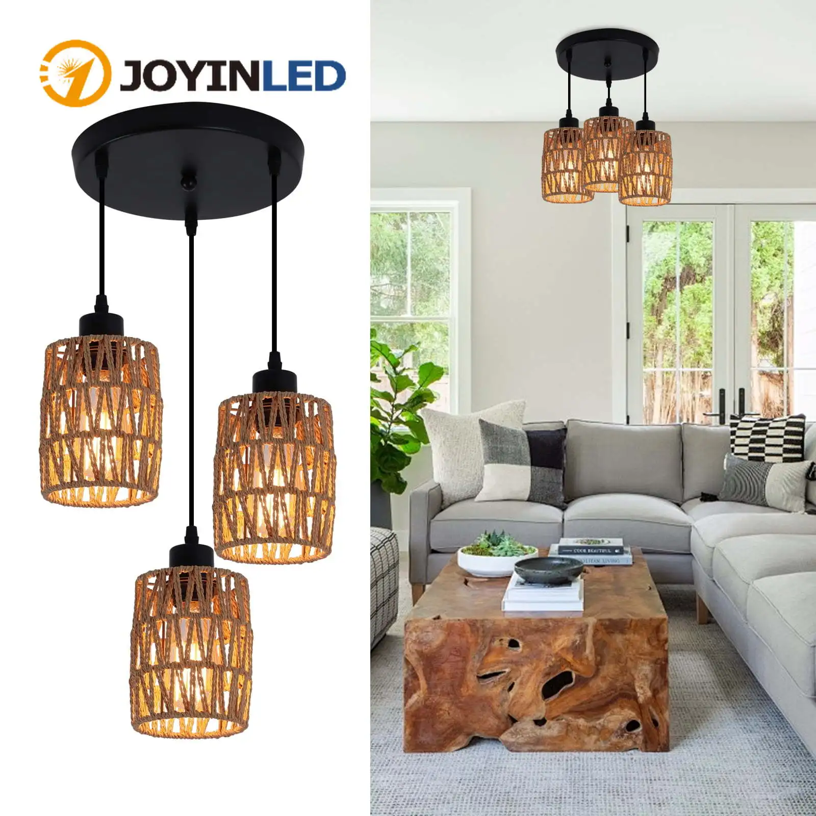 3-Light Rattan Chandelier Farmhouse Boho Hanging Lamp Fixture with Hand-Woven Wicker Shade for Bedroom Living Room Foyer Hallway
3-Light Rattan Chandelier Farmhouse Boho Hanging Lamp Fixture with Hand-Woven Wicker Shade for Bedroom Living Room Foyer Hallway