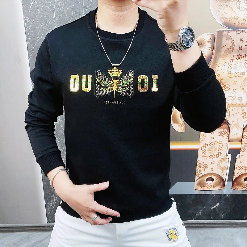 Luxury Rhinestone Dragonfly Embroidered Sweatshirts Men's Long Sleeved Round Neck Casual Hoodie Streetwear Business Social Tops
Luxury Rhinestone Dragonfly Embroidered Sweatshirts Men's Long Sleeved Round Neck Casual Hoodie Streetwear Business Social Tops