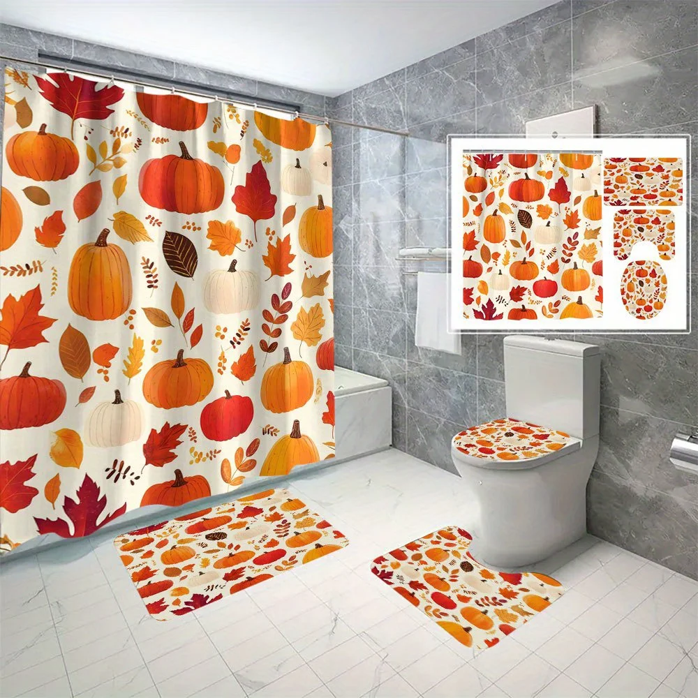 Autumn Pumpkin Digital Print Polyester Waterproof Bathroom Set 4 Piece Set, Punch-Free Dividers - Machine Washable with Hooks
Autumn Pumpkin Digital Print Polyester Waterproof Bathroom Set 4 Piece Set, Punch-Free Dividers - Machine Washable with Hooks