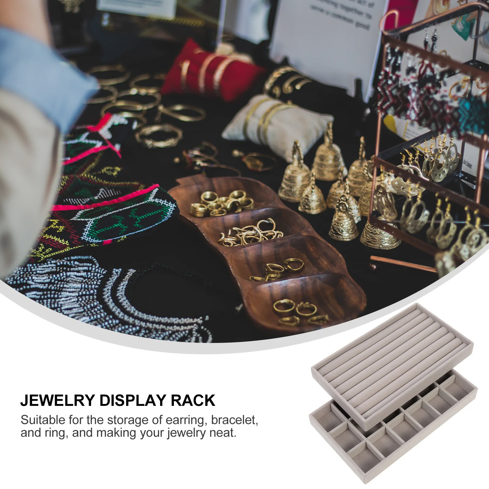 2Pcs Jewelry Storage Box Premium Compartment Design Large Capacity Earring Bracelet Ring Organizer Display Holder for Boutique
2Pcs Jewelry Storage Box Premium Compartment Design Large Capacity Earring Bracelet Ring Organizer Display Holder for Boutique