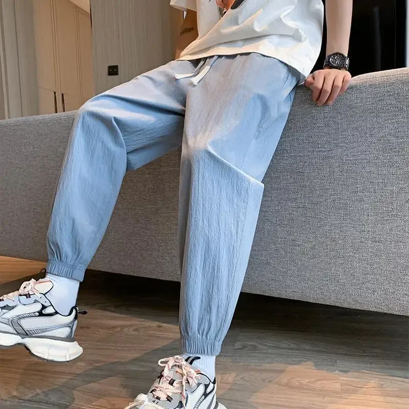 Summer Cropped Trousers Men's Casual Pants Linen Pocket Harem Thin Male Baggy Polyester High Quality Clothes Luxury Big Size
Summer Cropped Trousers Men's Casual Pants Linen Pocket Harem Thin Male Baggy Polyester High Quality Clothes Luxury Big Size