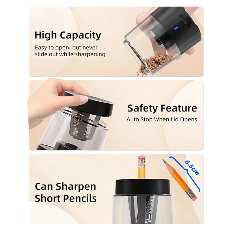 Electric Pencil Sharpener Pencil Sharpener For No.2/Colored Pencils(6-8Mm) Black
Electric Pencil Sharpener Pencil Sharpener For No.2/Colored Pencils(6-8Mm) Black