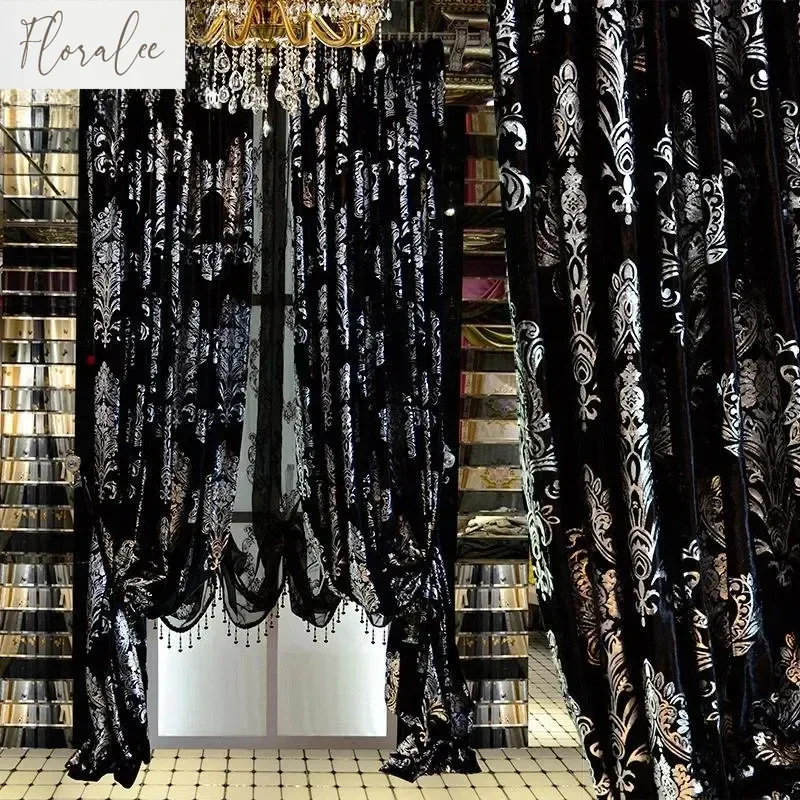 Black and Silver European-style Embroidery Blackout Luxury Tulle Curtains for Living Room Bedroom Villa High-end Customization
Black and Silver European-style Embroidery Blackout Luxury Tulle Curtains for Living Room Bedroom Villa High-end Customization