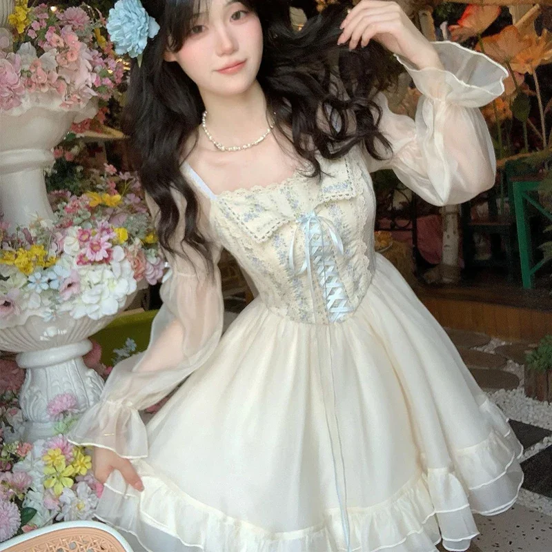 Square Neck Ruffles Bandage High Waist Slim Fairy Mini Dress Women French Style Vintage Floral Print Lace Sweet Princess Dresses
Square Neck Ruffles Bandage High Waist Slim Fairy Mini Dress Women French Style Vintage Floral Print Lace Sweet Princess Dresses