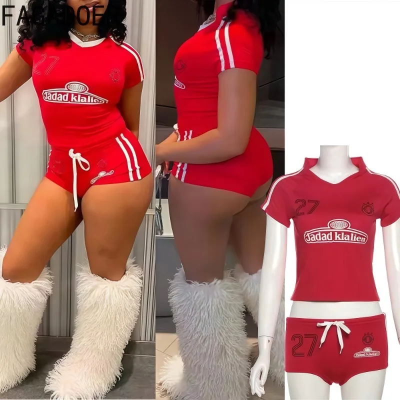 FAGADOER Y2k Fashion Letter Print Women 2 Pieces Set for Woman Short Sleeve V Neck Crop Tops + Shorts Matching Female Streetwear
FAGADOER Y2k Fashion Letter Print Women 2 Pieces Set for Woman Short Sleeve V Neck Crop Tops + Shorts Matching Female Streetwear