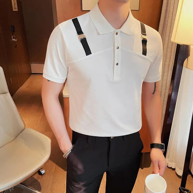 Brand Summer Lapel POLO Shirts Men Metal Buckle Short Sleeve T-shirts Slim Casual Business Polo Shirts Streetwear Men Clothing
Brand Summer Lapel POLO Shirts Men Metal Buckle Short Sleeve T-shirts Slim Casual Business Polo Shirts Streetwear Men Clothing