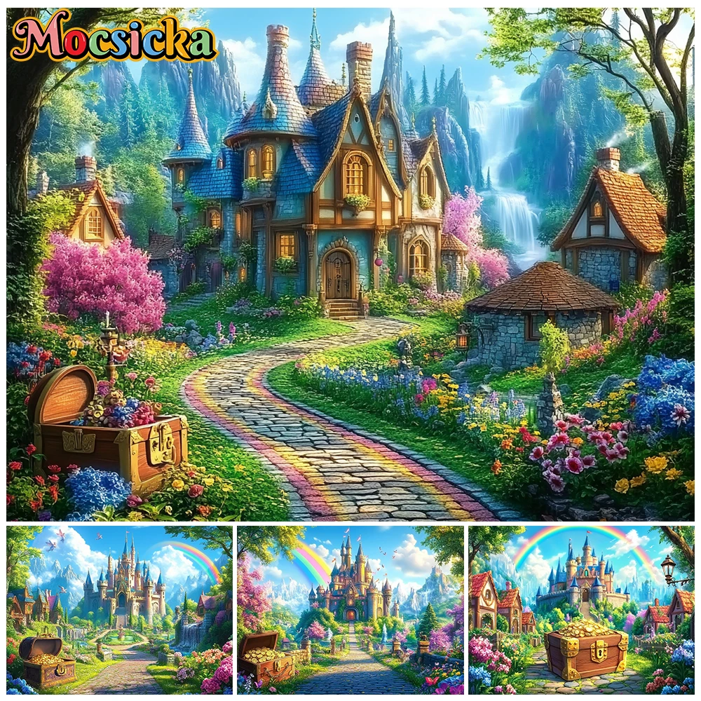 Mocsicka Castle Photography Backdrop House Treasure Coins Rainbow Flowers Decors Baby Shower Birthday Portrait Studio Background
Mocsicka Castle Photography Backdrop House Treasure Coins Rainbow Flowers Decors Baby Shower Birthday Portrait Studio Background
