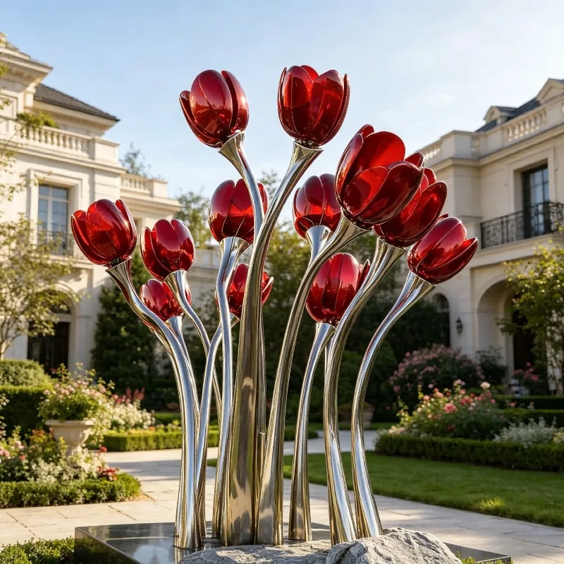 Mirror Polished Reflective Stainless Steel Tulip Sculpture Custom Modern Art Decor For Outdoor Luxury Villa Garden Landscape
Mirror Polished Reflective Stainless Steel Tulip Sculpture Custom Modern Art Decor For Outdoor Luxury Villa Garden Landscape