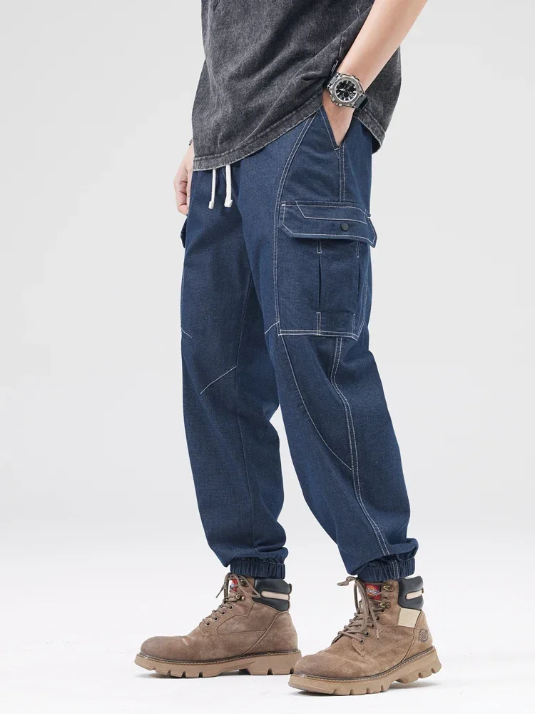 New Spring Summer Men Jeans Joggers Multi-Pockets Drawstring Waist Denim Cargo Pants Cotton Casual Loose Jean Trousers
New Spring Summer Men Jeans Joggers Multi-Pockets Drawstring Waist Denim Cargo Pants Cotton Casual Loose Jean Trousers