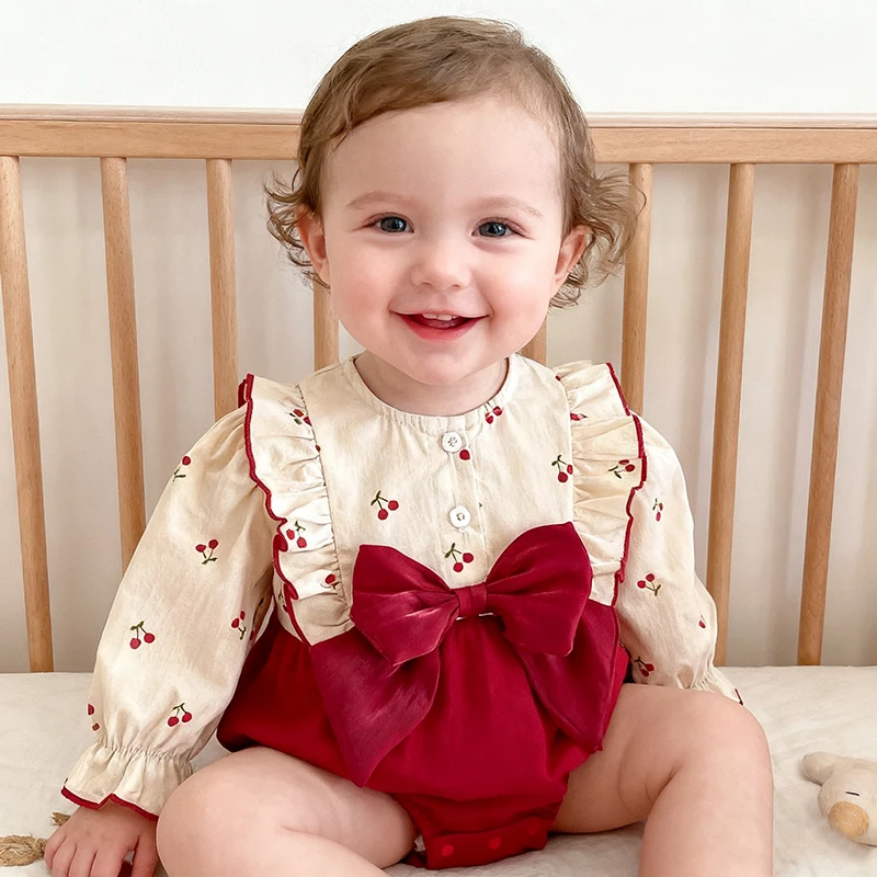 Christmas Newborn Baby Girls Bodysuit 0-3Yrs Babies Romper Autumn Cherry Bow Round neck Kids Onepiece Sweet Baby Bodysuit
Christmas Newborn Baby Girls Bodysuit 0-3Yrs Babies Romper Autumn Cherry Bow Round neck Kids Onepiece Sweet Baby Bodysuit