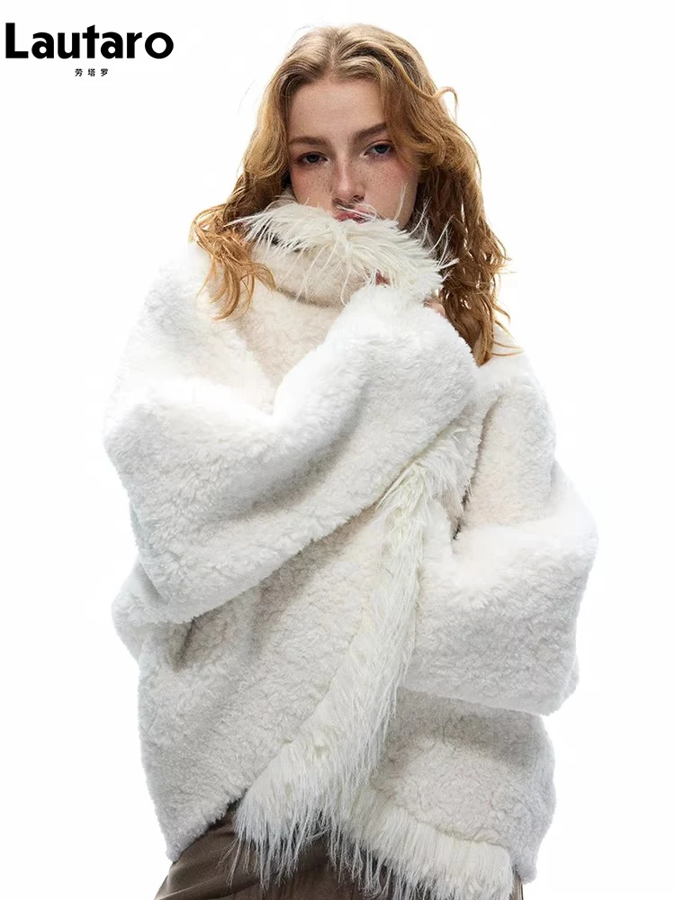 Lautaro Autumn Winter Thick Warm Soft Patchwork Faux Fur Coat Women Bat Sleeve Elegant Luxury Chic Fluffy Cardigan Jacket 2026
Lautaro Autumn Winter Thick Warm Soft Patchwork Faux Fur Coat Women Bat Sleeve Elegant Luxury Chic Fluffy Cardigan Jacket 2026