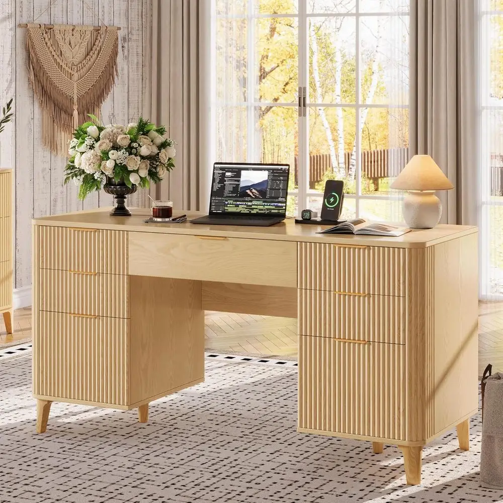 55.1 L-shaped Executive Wood Desk with Storage and Charging Station for Home Office
55.1 L-shaped Executive Wood Desk with Storage and Charging Station for Home Office