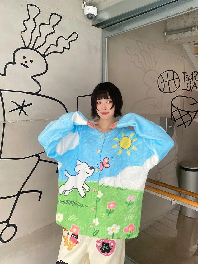 BIBULU Cute Dog Pattern Printed Open Cardigan Sweater Casual round Neck Children's Fun Color Block Loose Knitted Shirt
BIBULU Cute Dog Pattern Printed Open Cardigan Sweater Casual round Neck Children's Fun Color Block Loose Knitted Shirt