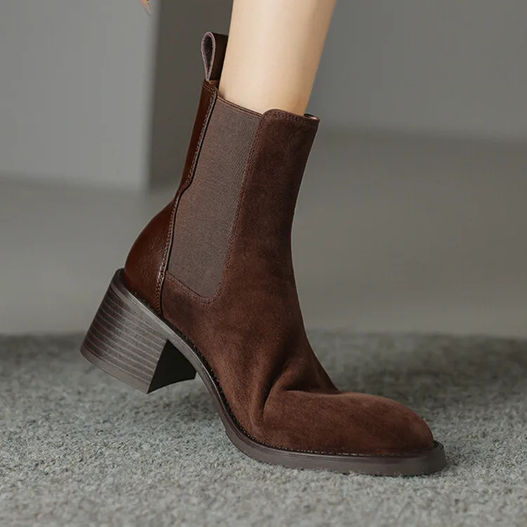 Chic Design Women Chelsea Boots Brown Suede Vintage Ankle Botas Slip On Elastic Band Short Riding Botas Black Winter Botines
Chic Design Women Chelsea Boots Brown Suede Vintage Ankle Botas Slip On Elastic Band Short Riding Botas Black Winter Botines