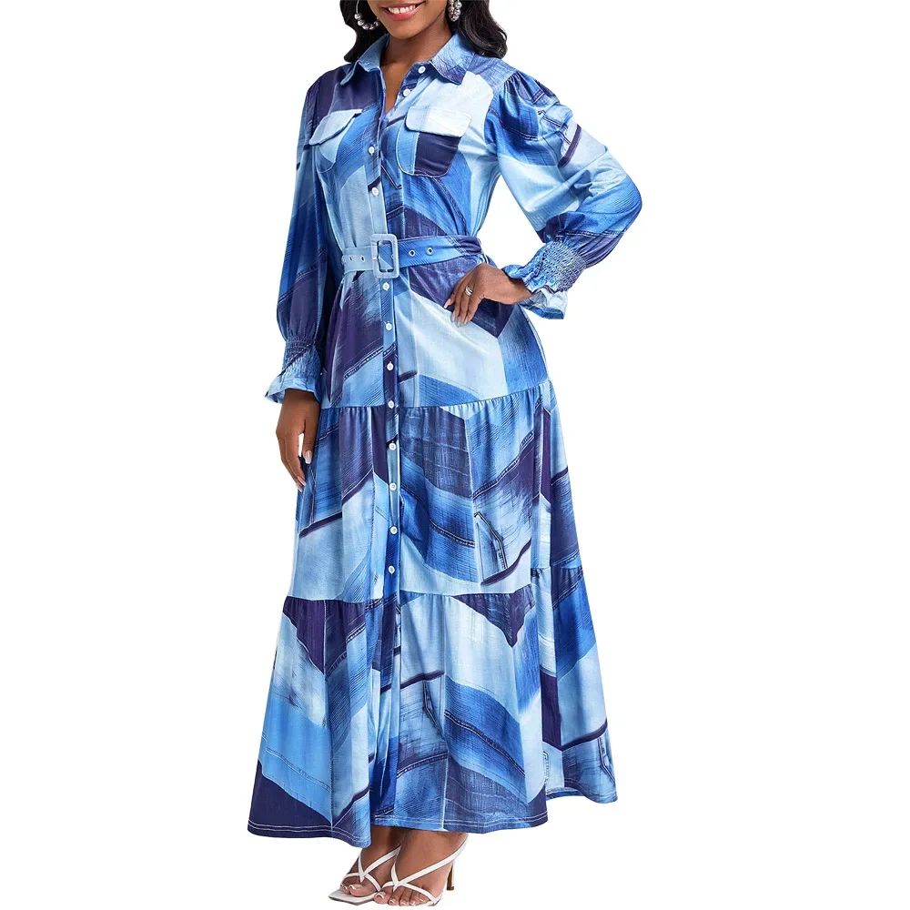 Elegant Women Print Dress Lapel Long Sleeve Single-breasted Polyester Spring New Casual Loose Big Swing Fashion Clothing
Elegant Women Print Dress Lapel Long Sleeve Single-breasted Polyester Spring New Casual Loose Big Swing Fashion Clothing