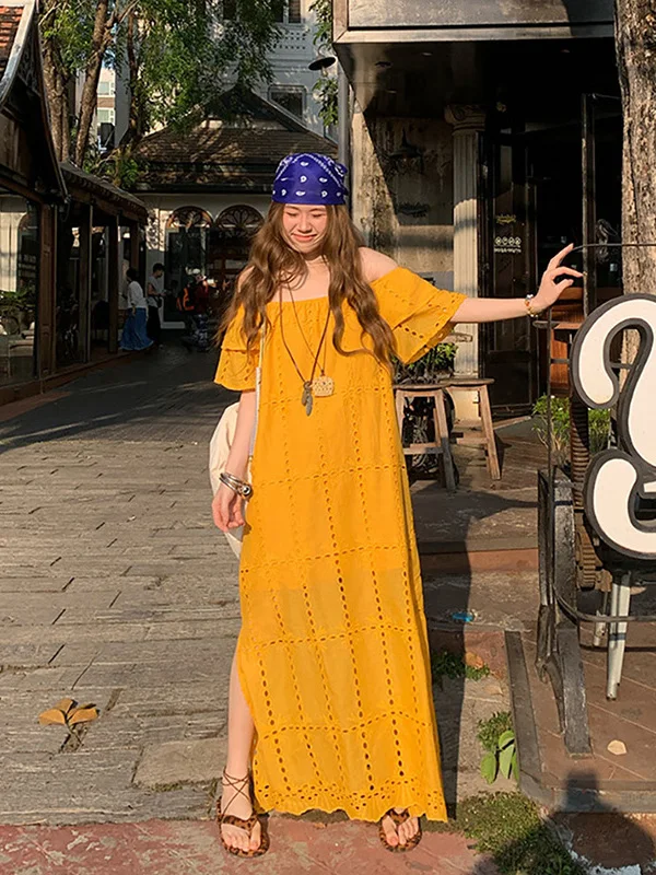 plus Size Lazy Style Hollow out Short Sleeve Dress Summer New Loose Slimming Design One Shoulder Long Dress Korean Version A-...
plus Size Lazy Style Hollow out Short Sleeve Dress Summer New Loose Slimming Design One Shoulder Long Dress Korean Version A-...