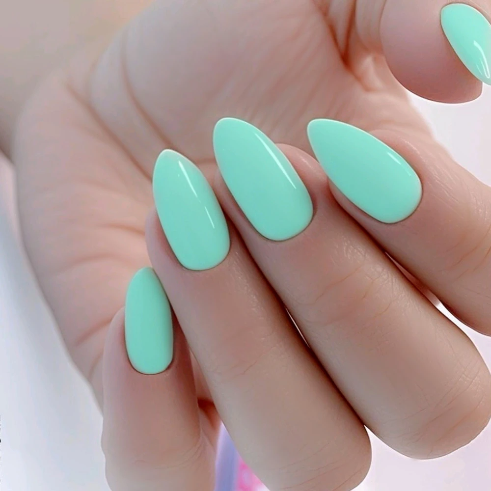 48Pcs Shiny Press On Fake Nails With Glue Light Green Acrylic False Nails Short Stiletto Shaped Woman Finger Tips Manicure Tool
48Pcs Shiny Press On Fake Nails With Glue Light Green Acrylic False Nails Short Stiletto Shaped Woman Finger Tips Manicure Tool