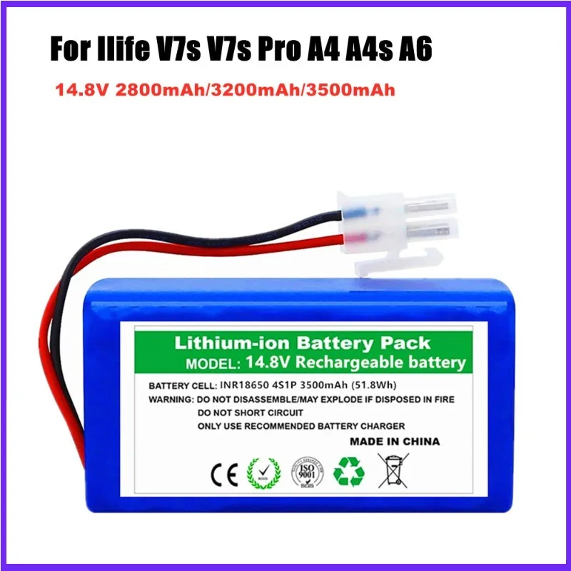 14.8V 3500mAh vacuum cleaner battery for Ilife V7s Pro A4 A4s A6 robot for Ilife Ecovacs cleaning parts V7s Plus CEN540 CR130
14.8V 3500mAh vacuum cleaner battery for Ilife V7s Pro A4 A4s A6 robot for Ilife Ecovacs cleaning parts V7s Plus CEN540 CR130