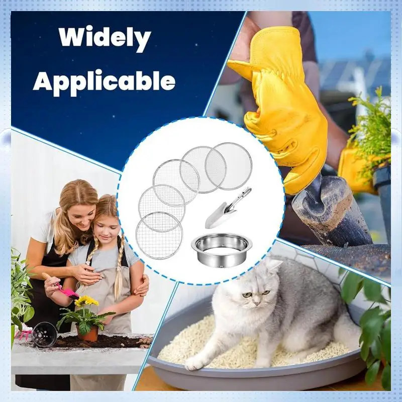 AD-Riddle Sieve Set Forgardening With5 Sizes 8" Diameter 1/3/6/9/12Mm Interchangeable Meshe
AD-Riddle Sieve Set Forgardening With5 Sizes 8" Diameter 1/3/6/9/12Mm Interchangeable Meshe