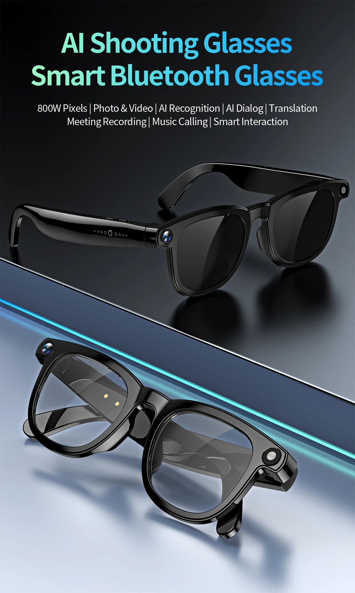 New AI Smart Translate Sunglasses Bluetooth Call Noise Canceling Music Play Call Translate Smart Glasses for Studying Travaling
New AI Smart Translate Sunglasses Bluetooth Call Noise Canceling Music Play Call Translate Smart Glasses for Studying Travaling