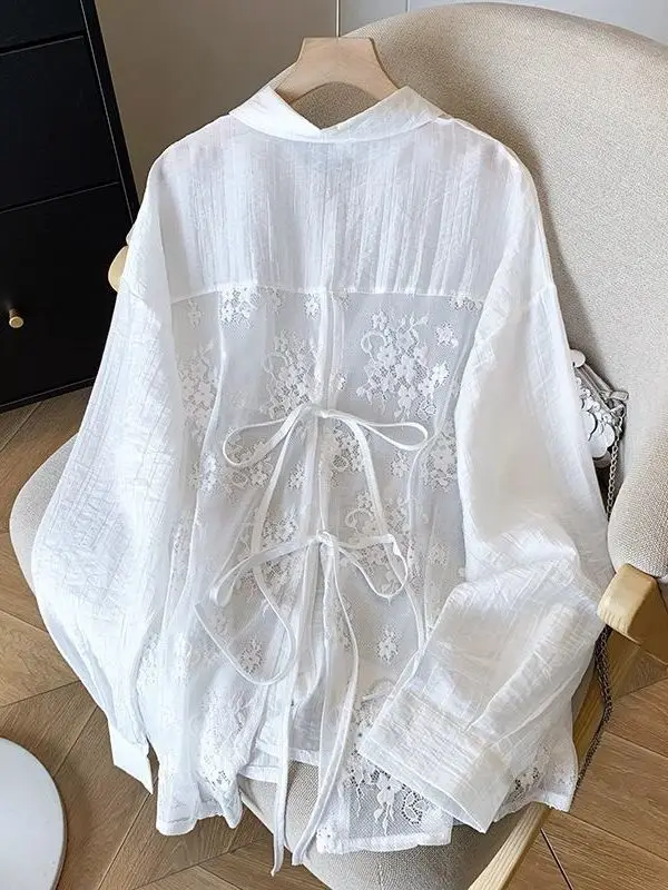 Ele Long Sve Women's irt Knot Ba Hollow out Design Summer Faion Anti UV Light Translucent Single Butto...
Ele Long Sve Women's irt Knot Ba Hollow out Design Summer Faion Anti UV Light Translucent Single Butto...
