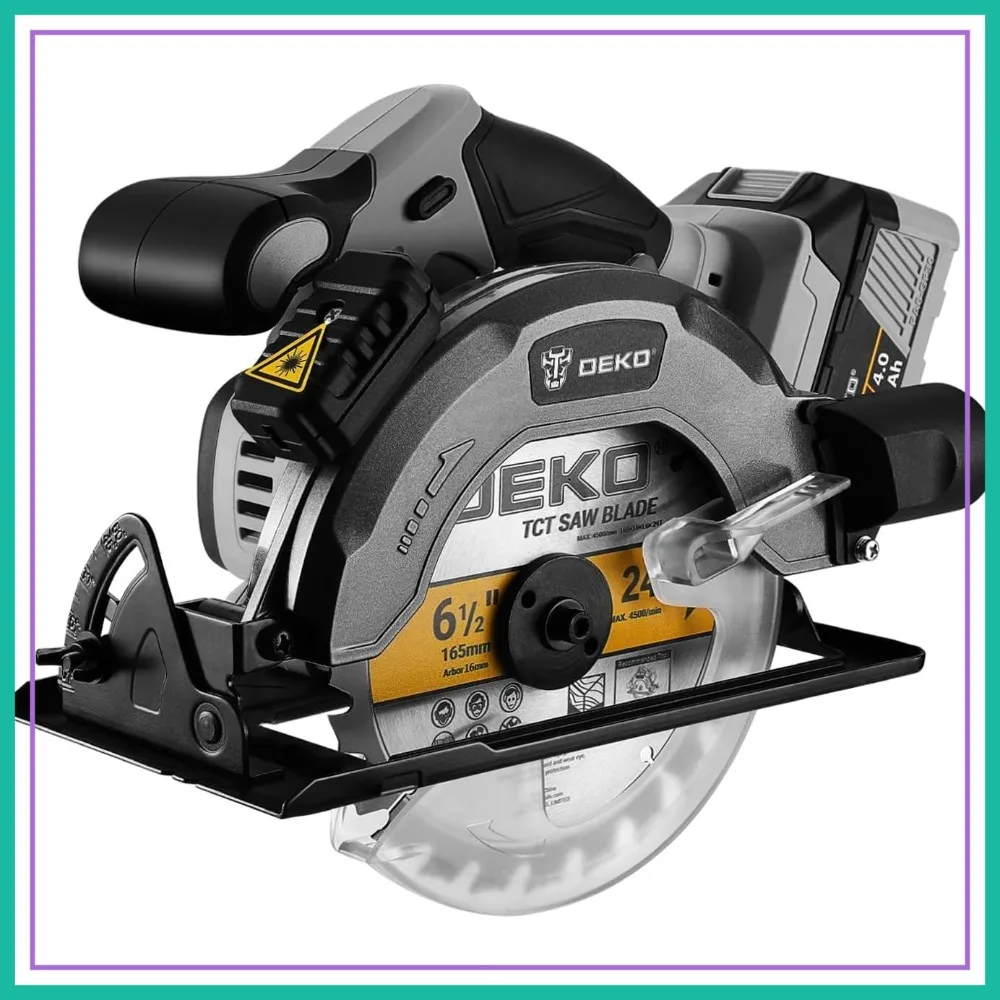 20V Cordless Circular Saw 6-1/2-Inch 4500 RPM 0-50° Bevel with 4.0Ah Battery and Charger
20V Cordless Circular Saw 6-1/2-Inch 4500 RPM 0-50° Bevel with 4.0Ah Battery and Charger