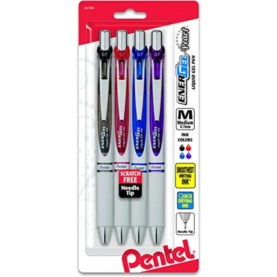 EnerGel Pearl RTX Retractable Liquid Gel Pen,,Medium Line, Needle Tip, Ink Colors, Pack of 4 (BLN77WBP4M
EnerGel Pearl RTX Retractable Liquid Gel Pen,,Medium Line, Needle Tip, Ink Colors, Pack of 4 (BLN77WBP4M