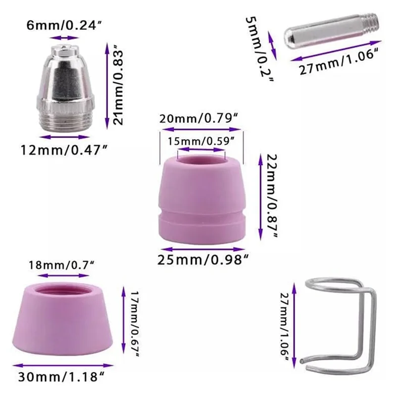 AF89-For ELECTRIC 58605 20A Plasma Cutter Parts 59184 Electrodes 59183 Tips Nozzles (25-Pk Kits)
AF89-For ELECTRIC 58605 20A Plasma Cutter Parts 59184 Electrodes 59183 Tips Nozzles (25-Pk Kits)