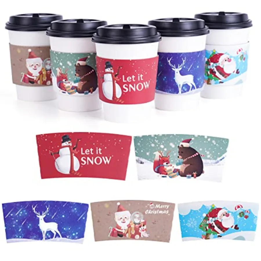 Christmas Coffee Cup Hot Chocolate Cup Sleeves, Fits 12 oz to 20 oz, with 5 Different Custom Xmas Designs, for Christmas Hot Ch
Christmas Coffee Cup Hot Chocolate Cup Sleeves, Fits 12 oz to 20 oz, with 5 Different Custom Xmas Designs, for Christmas Hot Ch
