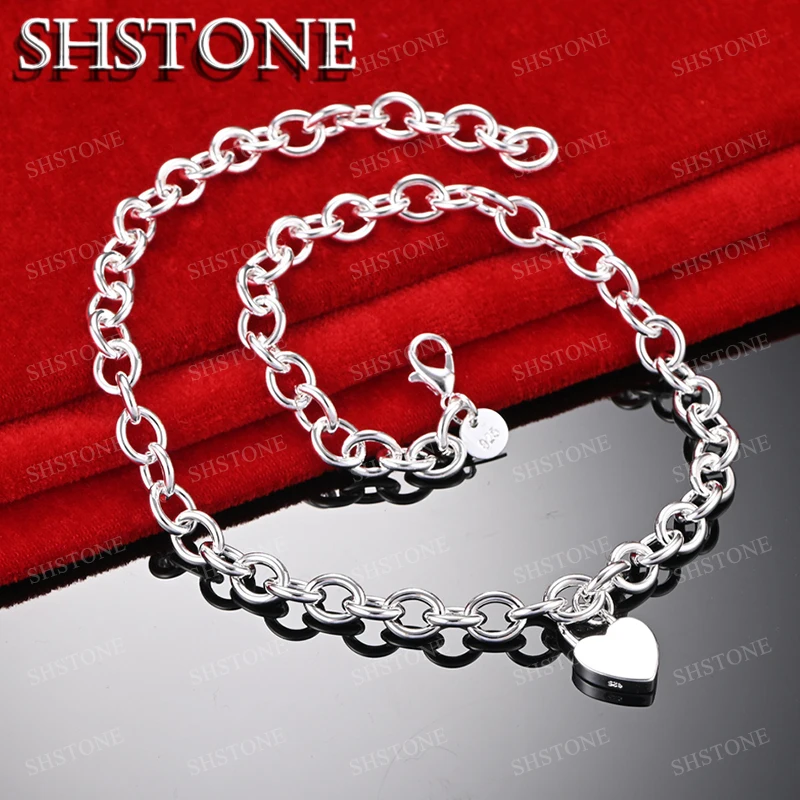 SHSTONE 925 Sterling Silver Necklace For Women Heart Lock Pendant Chain Lady Wedding Birthday Party New Sweet Cute Jewelry
SHSTONE 925 Sterling Silver Necklace For Women Heart Lock Pendant Chain Lady Wedding Birthday Party New Sweet Cute Jewelry