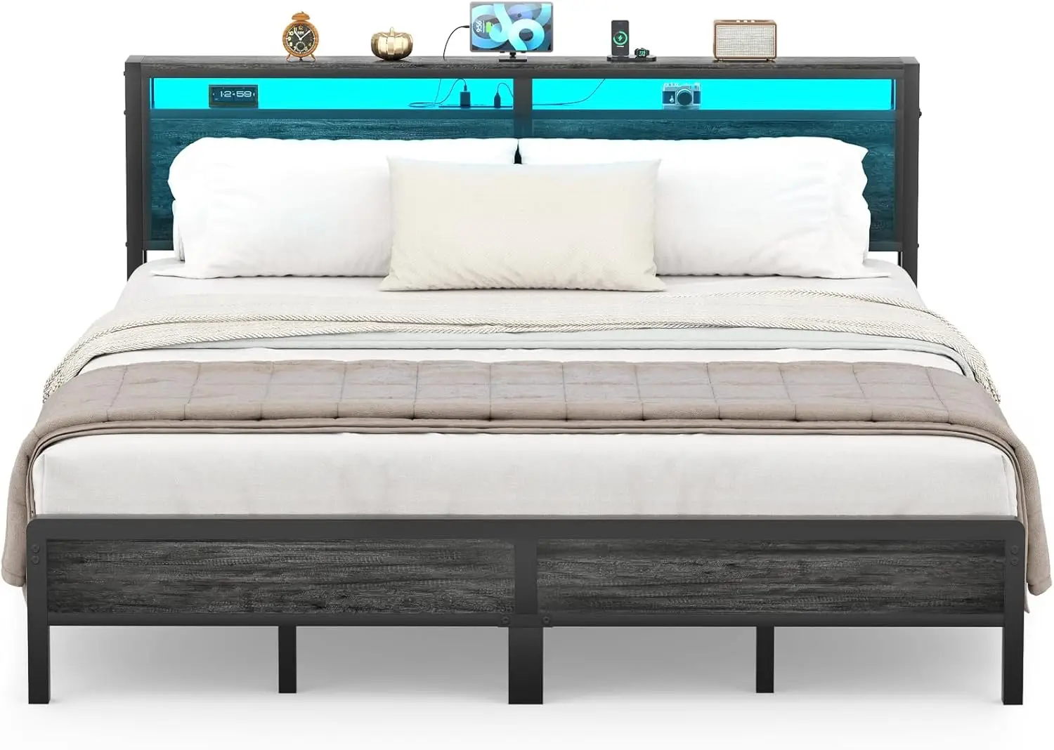 King Size Bed Frame With Headboard & Led Lights, Heavy Duty Metal Platform Bed With Usb Charging Station, No Box Spring Needed,
King Size Bed Frame With Headboard & Led Lights, Heavy Duty Metal Platform Bed With Usb Charging Station, No Box Spring Needed,
