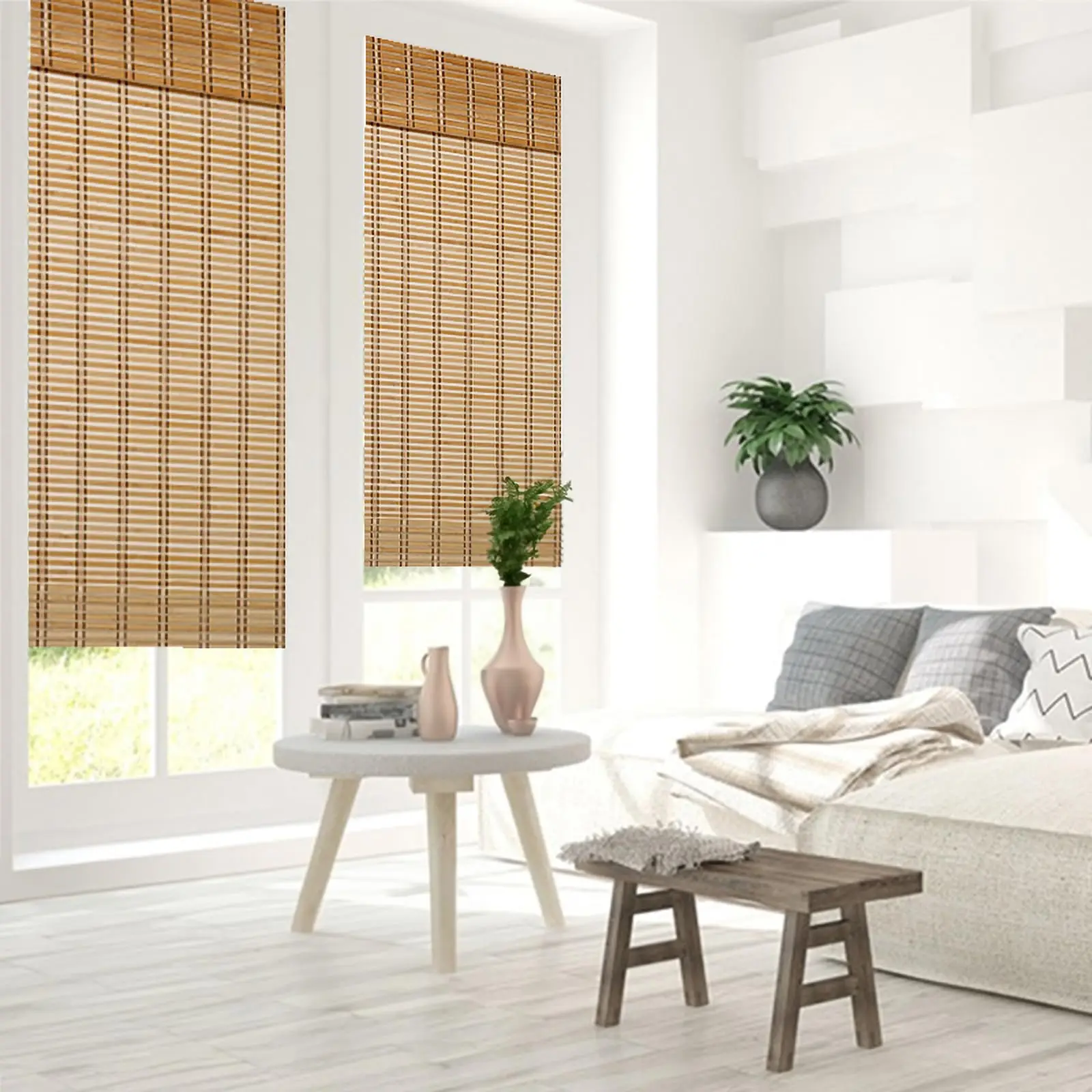 Cordless Bamboo Roman Window Blind Sun Shade, Light Filtering Roman Shades with 8" Valance
Cordless Bamboo Roman Window Blind Sun Shade, Light Filtering Roman Shades with 8" Valance