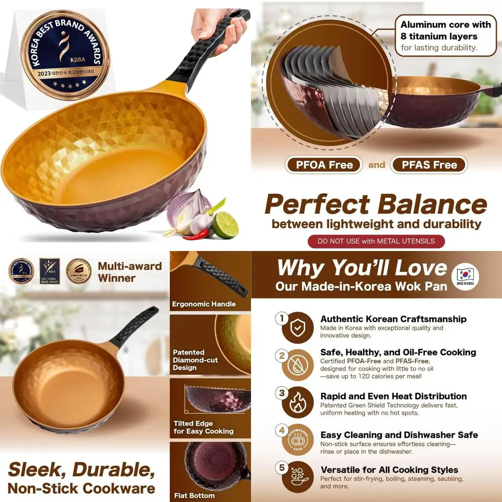 Антипригарная сковорода-вок Diamond X Premium — 11-дюймовая большая сковорода-вок с широким дном в китайском стиле — антипригарные сковороды-воки и сковороды для жарки — с титановым покрытием, 8 слоев
Антипригарная сковорода-вок Diamond X Premium — 11-дюймовая большая сковорода-вок с широким дном в китайском стиле — антипригарные сковороды-воки и сковороды для жарки — с титановым покрытием, 8 слоев