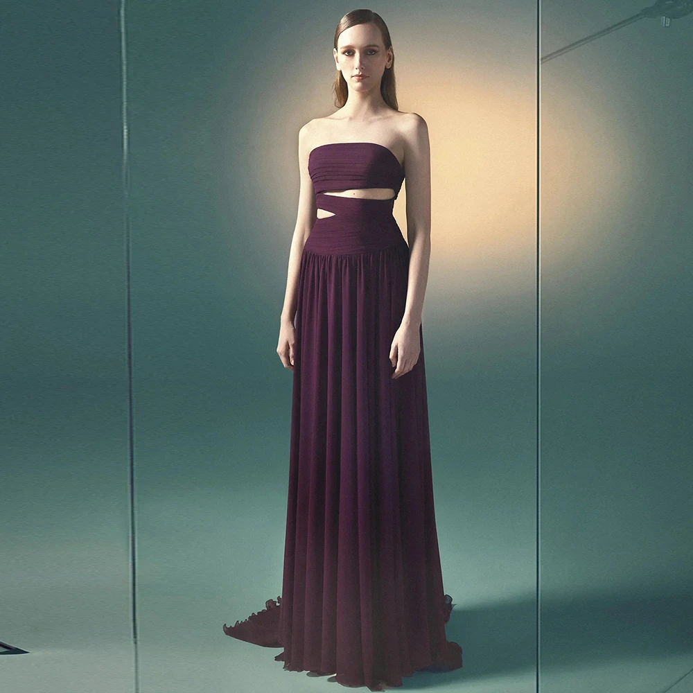 Customize Purple Chiffon Evening Dress Dubai Classic Strapless Pleats Sleeveless Straight Formal Occasion Prom Party Gowns 2026
Customize Purple Chiffon Evening Dress Dubai Classic Strapless Pleats Sleeveless Straight Formal Occasion Prom Party Gowns 2026