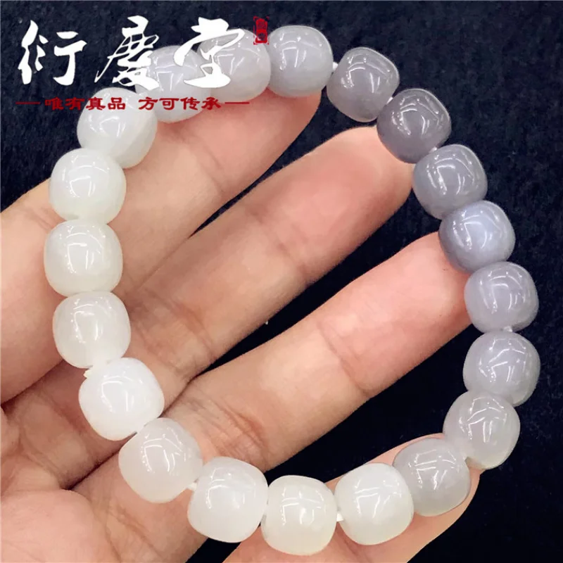 Hetian Jade - in Smoky Purple Gradient, Unisex Buddhist Single-Loop Old-Style Bead Bracelet
Hetian Jade - in Smoky Purple Gradient, Unisex Buddhist Single-Loop Old-Style Bead Bracelet