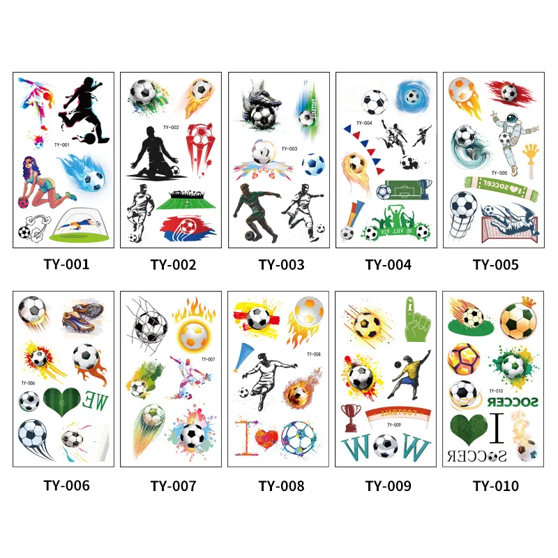 10Pcs/set Sports Football Temporary Tattoo Stickers Cartoon Soccer Fan Tattoos Stickers Waterproof For Party Gift
10Pcs/set Sports Football Temporary Tattoo Stickers Cartoon Soccer Fan Tattoos Stickers Waterproof For Party Gift