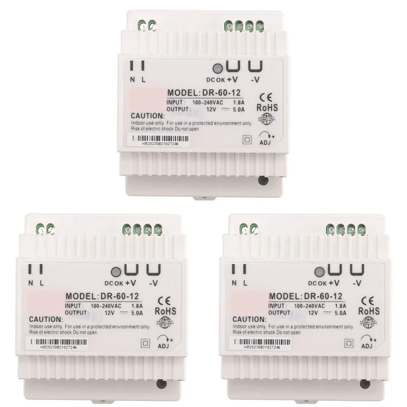 -Пресень 3X DR-60-12 Трансформатор 12 Вольт 5 А Промышленный источник питания на DIN-рейку 220 В переменного тока до 12 В Источник питания постоянного тока (12 В)
-Пресень 3X DR-60-12 Трансформатор 12 Вольт 5 А Промышленный источник питания на DIN-рейку 220 В переменного тока до 12 В Источник питания постоянного тока (12 В)