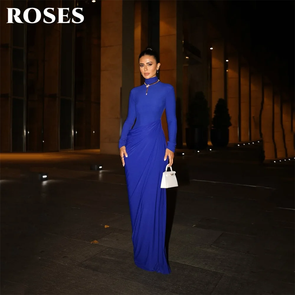ROSES Royal Blue Prom Dresses with Draped Celebrity Dress Mermaid Women's Evening Dresses Long Sleeves Formal Gown Customized
ROSES Royal Blue Prom Dresses with Draped Celebrity Dress Mermaid Women's Evening Dresses Long Sleeves Formal Gown Customized