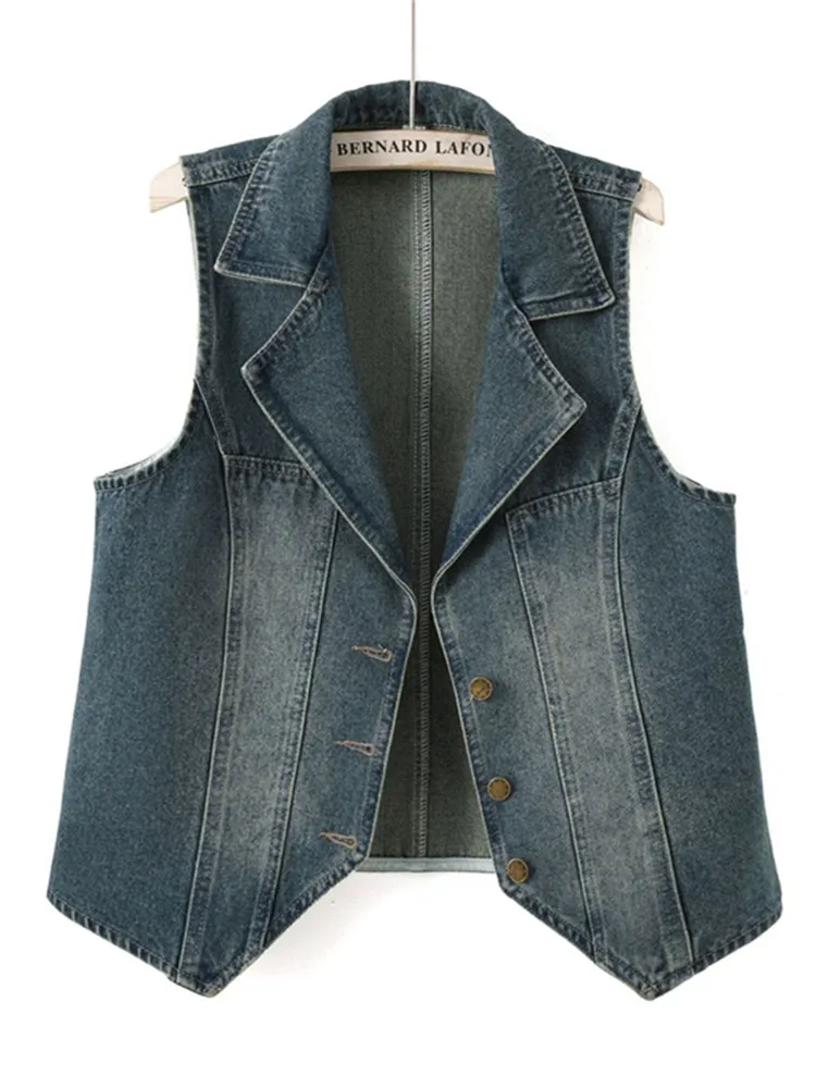 Ladies Cowboy Vest Coat Summer Retro Suit Collar Female Denim Waistcoat Sleeveless Tops Women's Suits Collar Outwear
Ladies Cowboy Vest Coat Summer Retro Suit Collar Female Denim Waistcoat Sleeveless Tops Women's Suits Collar Outwear