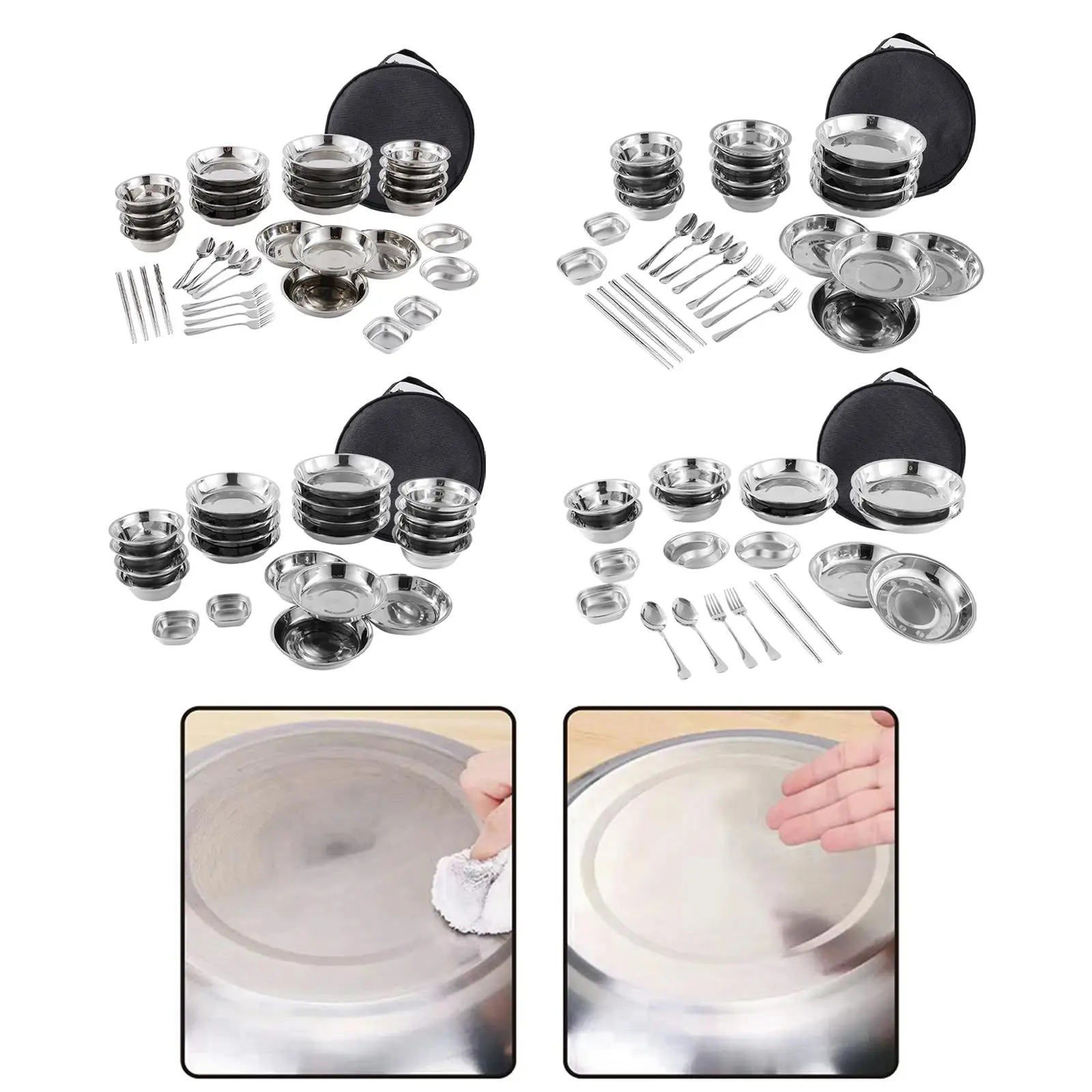 Набор посуды из нержавеющей стали для кемпинга: тарелки и миски с сумкой для переноски, набор столовых приборов для путешествий, вечеринок, походов, пикников, барбекю
Набор посуды из нержавеющей стали для кемпинга: тарелки и миски с сумкой для переноски, набор столовых приборов для путешествий, вечеринок, походов, пикников, барбекю