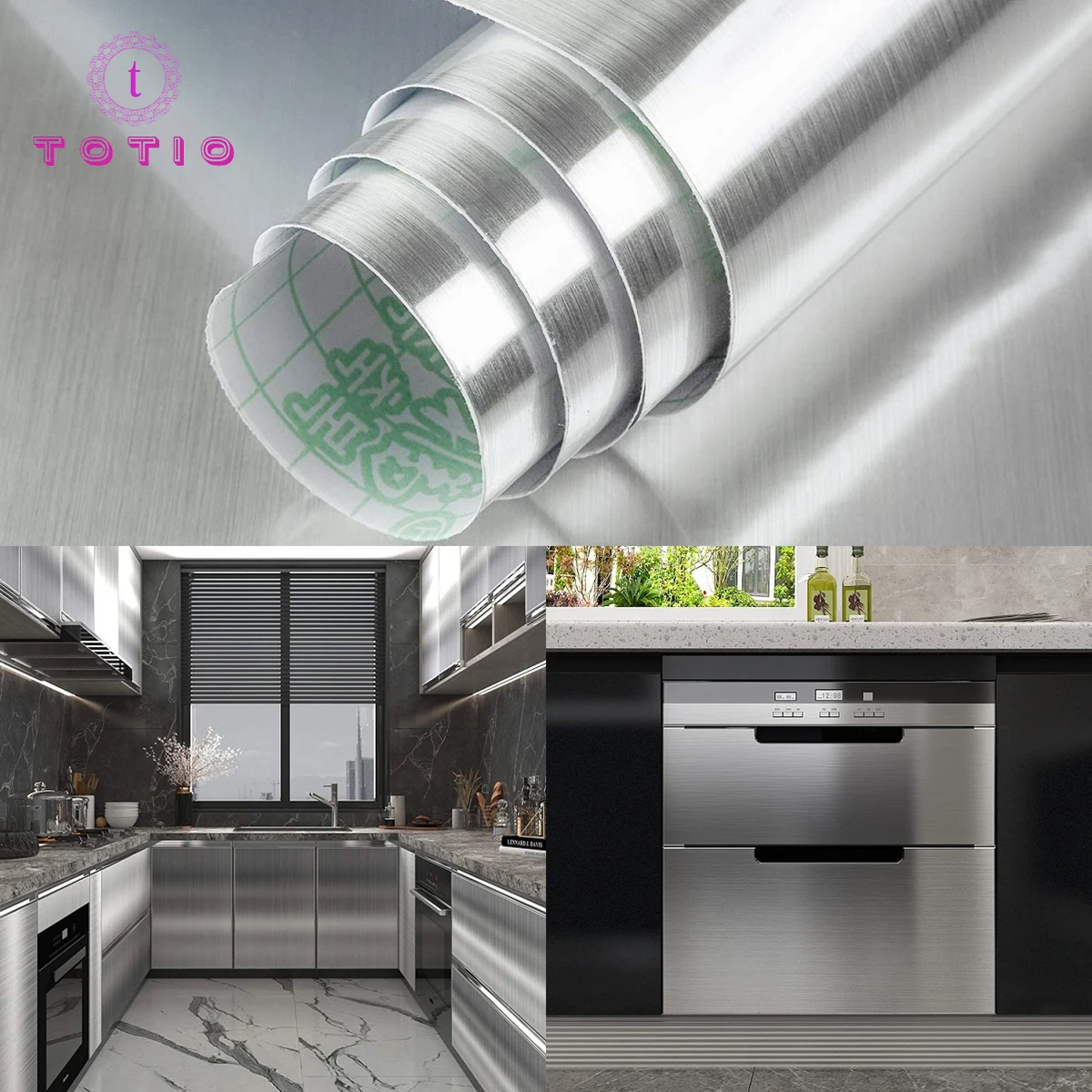 TOTIO Waterproof Silver Wallpaper Self Adhesive Stainless Steel Wallpaper Heat Resistance Vinyl Oilproof House Appliance Kitchen
TOTIO Waterproof Silver Wallpaper Self Adhesive Stainless Steel Wallpaper Heat Resistance Vinyl Oilproof House Appliance Kitchen