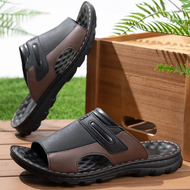 Summer Men's Leather Sandals Breathable Open-Toe Non-slip Casual Slippers Comfortable Outdoor Slippers
Summer Men's Leather Sandals Breathable Open-Toe Non-slip Casual Slippers Comfortable Outdoor Slippers