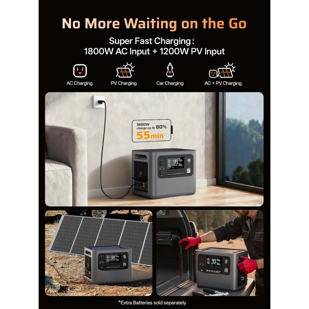 P280 Portable Power Station 2800W (Peak 5600W) with 2048Wh LiFePO4 Battery Expandable to 10kWh 0-80% Charge in 38 Minutes Custom
P280 Portable Power Station 2800W (Peak 5600W) with 2048Wh LiFePO4 Battery Expandable to 10kWh 0-80% Charge in 38 Minutes Custom