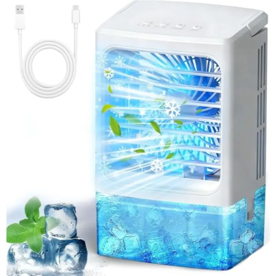 Mini Air Conditioner for Bedroom/Home/Office, Plastic, White, Portable Evaporative Cooler with 1500ml/h Spray, 3-Speed Wind, 7-
Mini Air Conditioner for Bedroom/Home/Office, Plastic, White, Portable Evaporative Cooler with 1500ml/h Spray, 3-Speed Wind, 7-