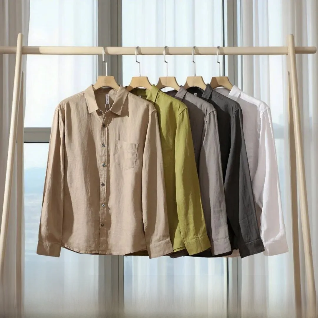 Italian Style Men's Long Sleeve Shirt Washed Linen Casual Wear Comfortable Breathable Pure Color High End Feeling Trendy
Italian Style Men's Long Sleeve Shirt Washed Linen Casual Wear Comfortable Breathable Pure Color High End Feeling Trendy