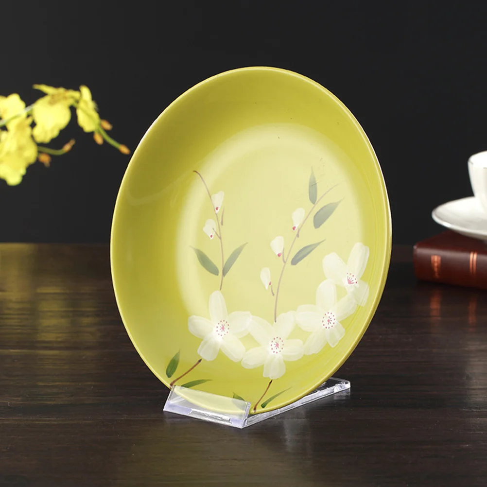 6Pcs Ceramic Plate Display Stand Multipurpose Transparent Storage Holder Bowls Photo Frame Display Rack Bowls Holder