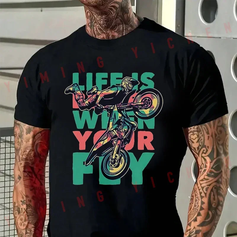 Men's Summer Cotton T-shirt Motorcycle Life Is What You Ride Motocross Rider Tshirt Short Sleeve O-Neck Tops
Men's Summer Cotton T-shirt Motorcycle Life Is What You Ride Motocross Rider Tshirt Short Sleeve O-Neck Tops