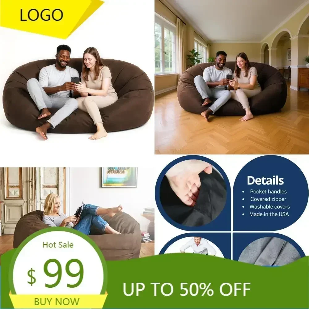 Горячие продажи: роскошное увеличенное кресло-мешок из микрофибры (6 футов) – ультрамягкое, наполненное пеной, моющееся, очень большое кресло-диван для детей и взрослых.
Горячие продажи: роскошное увеличенное кресло-мешок из микрофибры (6 футов) – ультрамягкое, наполненное пеной, моющееся, очень большое кресло-диван для детей и взрослых.